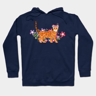 Bengal Cat and Flowers Hoodie